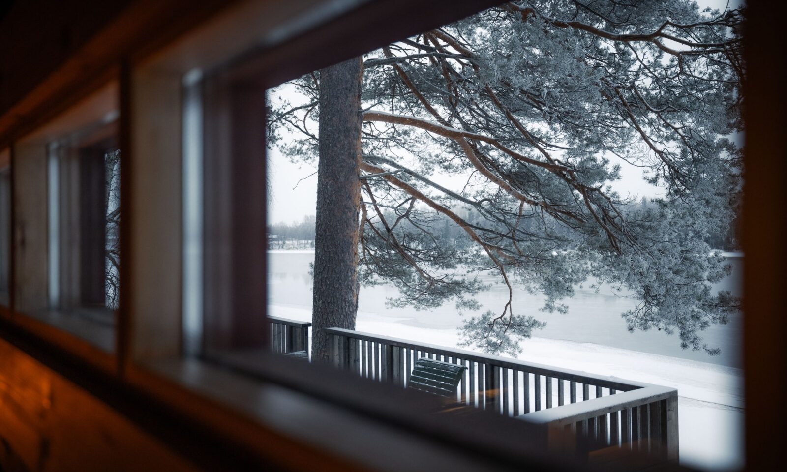 Winter scene through a window