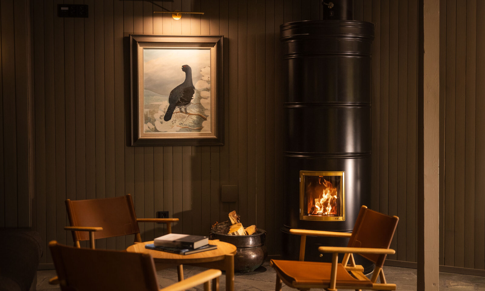 Guest service lounge of Aino Private Island Hotel, Rovaniemi, Lapland.